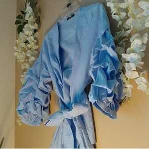 Ruffle sleeve blazer